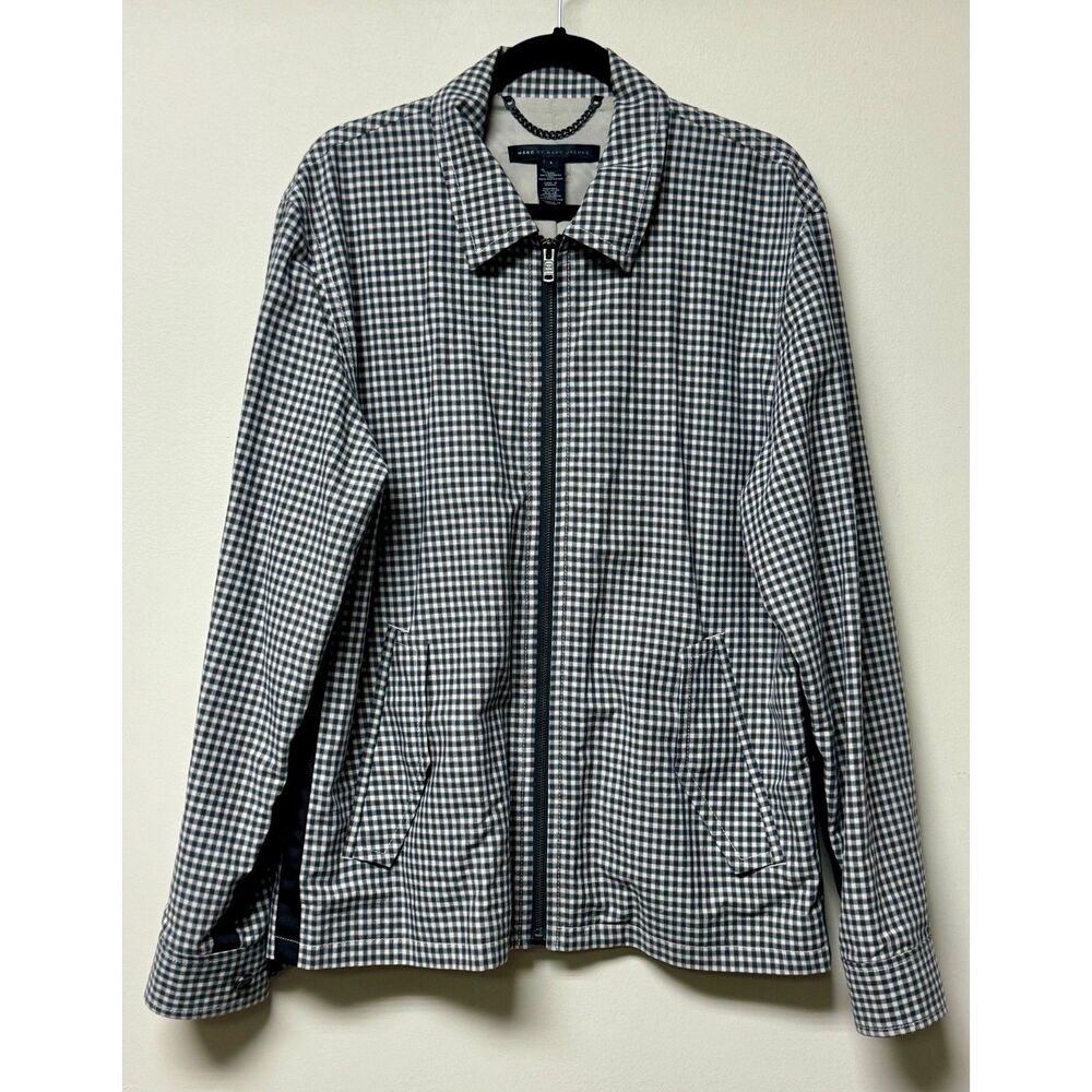 MARC BY MARC JACOBS Black/Ivory Linen Blend Zip Front Jacket, Sz L
